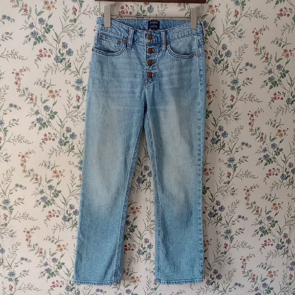 J. Crew Mid-Rise Flare Crop Jeans in Light Blue